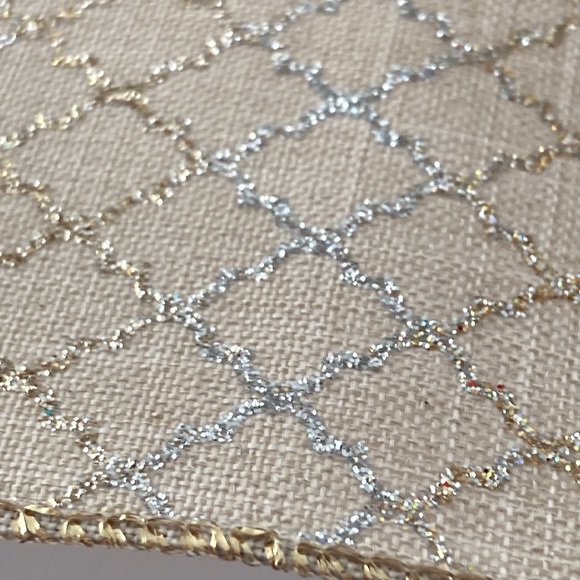 5 Offray Wired Edge Ribbon Gold Silver Glitter Cross Hatch Pattern 2.5" - Picture 2 of 16